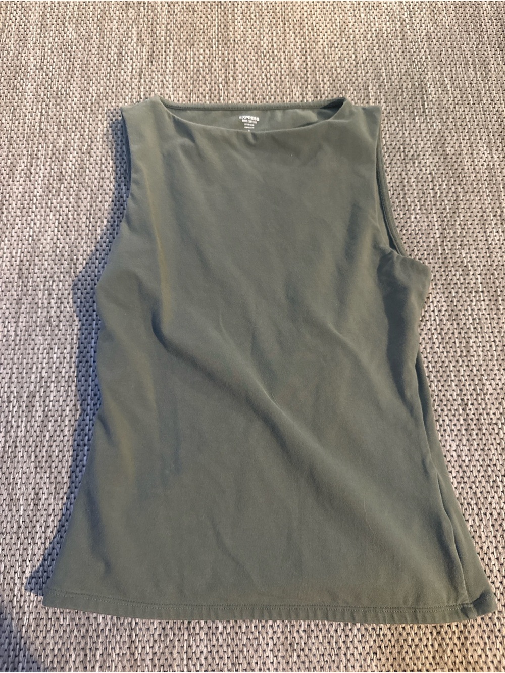 Express Olive Green Sleeveless Crewneck Tank Top